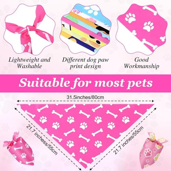50 Pieces Paw Print Dog Bandanas Bulk Dog Bandanas for Pets Triangle Kerchief Bi - Picture 3 of 6